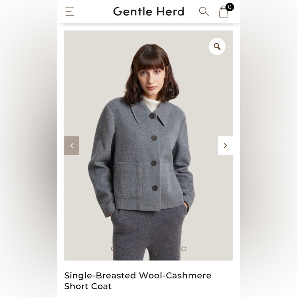 Gentle Herd NWT Gray Single-Breasted Wool-Cashmere Short Coat Size Medium